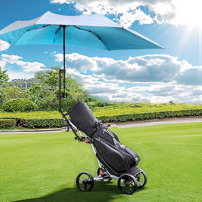 Upf 50+ Chair Umbrella With Clamp/Sun Shade - Portable Umbrella For Sports &amp Outdoors - Secure Clamp 360-Degree Swivel Adjustable Position For Maximum Sun Protection