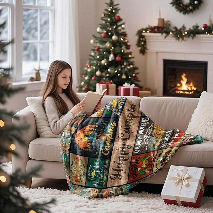 Cool Camping Gifts for Women Camping Blanket 60 X 50 Woman Camping' Gift Camper Decor Camp Blanket Camping' Stuff Camping's Decor for Camper Blankets Gifts for Camping Lover