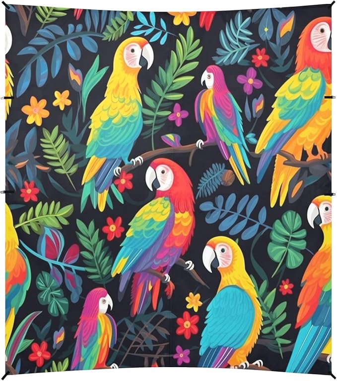 Camping Sun Shelters Parrot Bird Painting Beach Canopy 126 * 110.2in