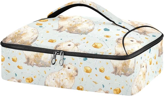 Casserole Carrier Cute Little Beavers PrintInsulated Casserole Carrier for Hot or Cold Food Thermal Lunch Tote for Potluck Parties Picnic Beach Fits 9 x 13 Inches Baking Dish