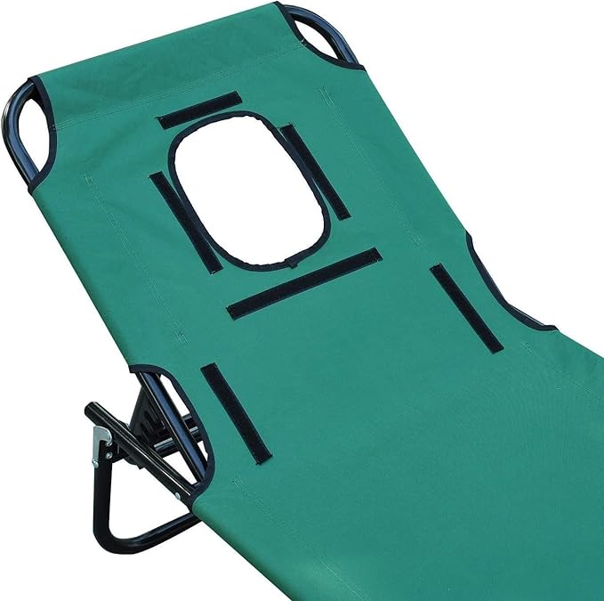 Beach Chairsun Chair Sun Lounger Adjustable Chaise Lounge with Face Cavity Folding Outdoor Beach Camping Sun Lounger Garden Recliner
