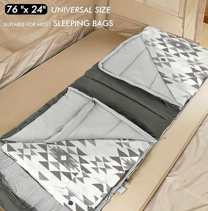 Heated Sleeping Bag pad 3 Adjustable Temperature Levels Operated by 5V/2A USB Power Supply (Bohemia 76 x 24)