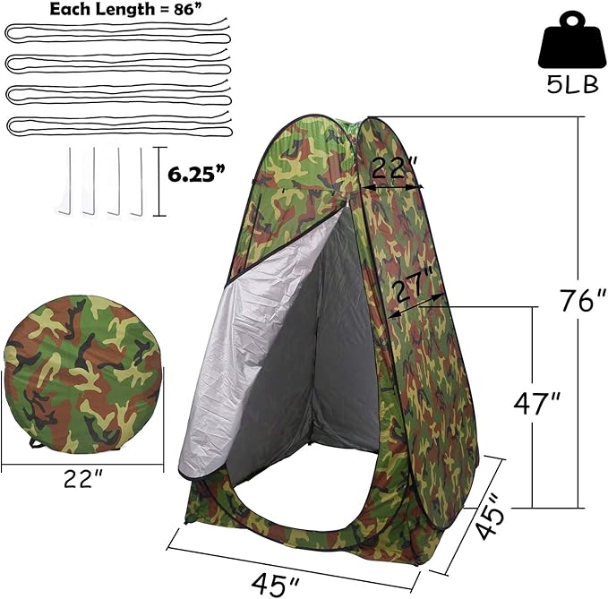 XKMT- Beach Portable Pop Up Changing Tent/Outdoor Privacy Tent/Camping Toilet Tent/Window Rain Shelter/Foldable With Carry Bag [P/N: ET-OUTDOOR005-CAMOU]