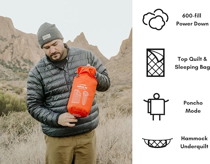 KAMMOK Bobcat 45°F - Down Trail Quilt Water Resistant Durable Compact and Packable Indoor/Outdoor Camp Blanket (84 in × 54 in)
