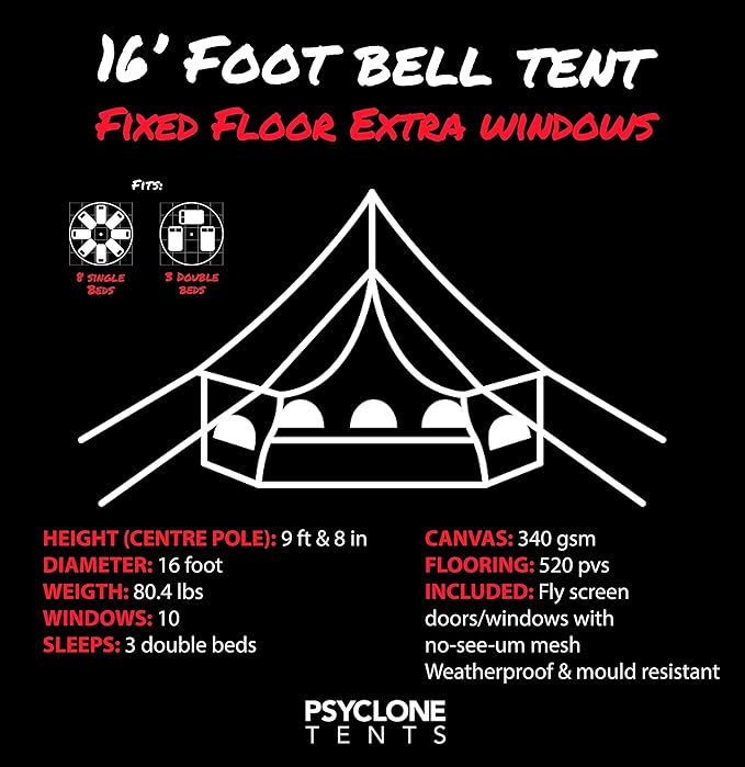Psyclone Tents for Family Camping Glamping Hiking and Festival