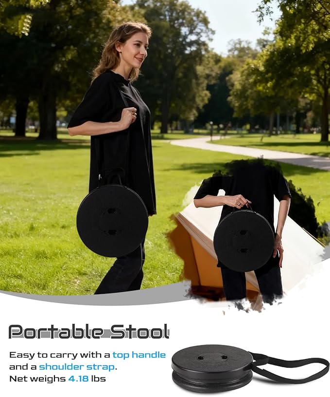 2025 Heavy Duty XXL Collapsible Stool | 1000lbs Capacity 20-in Taller &amp 13-in Wider Foldable Retractable Telescoping Stool for Adults Oversized Camping Fishing Concert Event Stadium