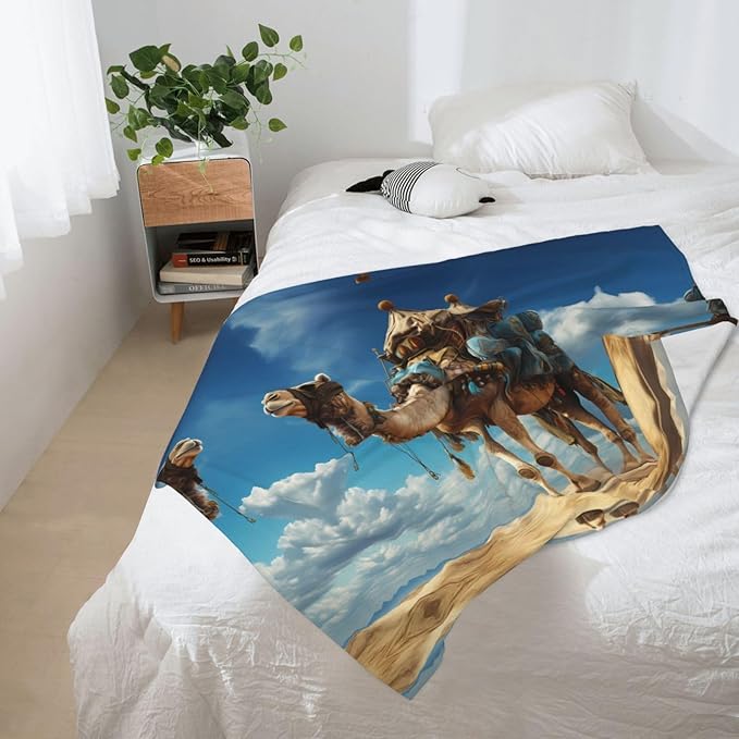 Traveling Camels Printed Blankets Throws - Lightweight Warm Comfortable Soft Durable Home Practical Rest Outdoor