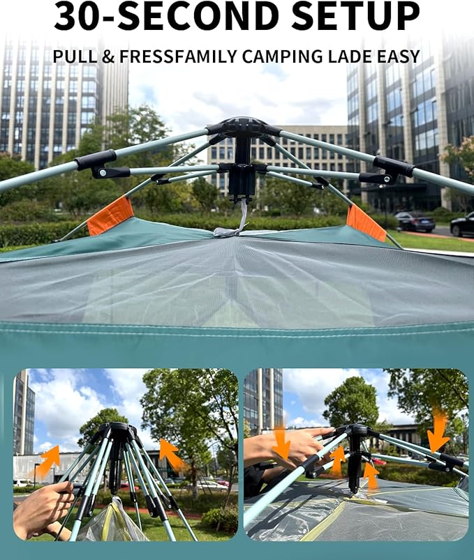 Instant Camping Tent 2/4 Person – 30-Second Quick Setup – Medium Outdoor Portable Tent for Family Camping &amp Outdoor Activities