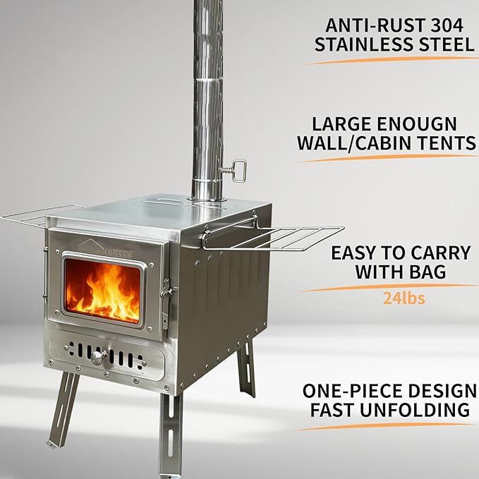 DANCHEL OUTDOOR 4 Season Canvas Yurt Tent with Large Wood Stove Heavy Duty Bell Tent with Stove Jack 4-8 Person Winter Camping Glamping 13ft/16.4ft/20ft