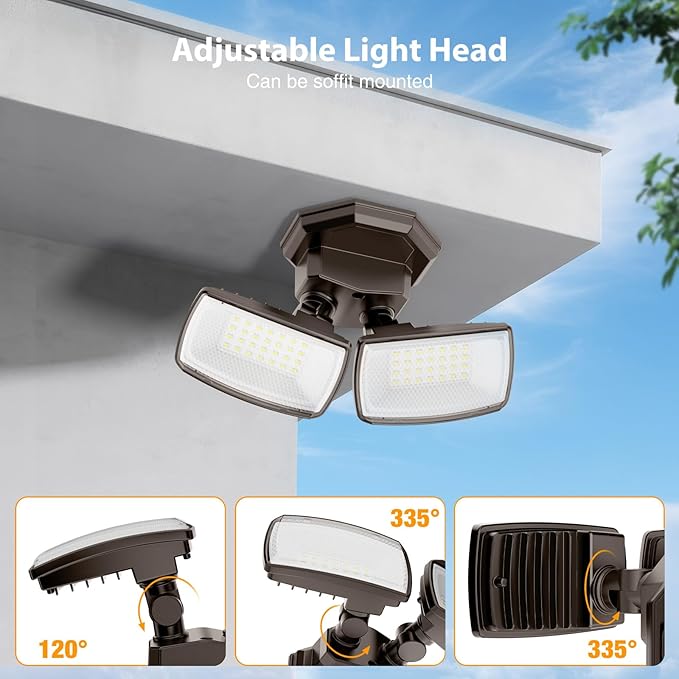 Onforu 3200LM Flood Lights Outdoor 32W 6500K LED Security Light Switch Controlled IP66 Waterproof Outdoor Lights Wall Mount Exterior Flood Light with 2 Adjustable Heads Floodlights Outside