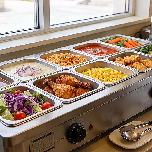 6 Pack 1/6 Size Hotel Pans 4 Inch Deep with Lids Stainless Steel Steam Table Pan with Lids Commercial Food Pans for Hotel Home Restaurant Catering Buffet Pan