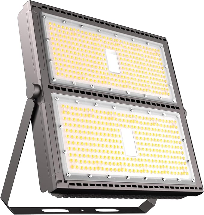 Upgrade 1000W LED Flood Light Outdoor 150000Lm Led Stadium Light with Adjustable Bracket IP65 AC100-277V Commercial Area Lighting with Plug for Backyard/Basketball Court
