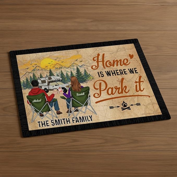 Personalized Camping Entry Doormat with Custom Family Name – “Life is Better When You’re Camping” RV Floor Mat for Trailer Cabin or Motorhome Doorway – Gift Idea for Outdoor Travel Lovers