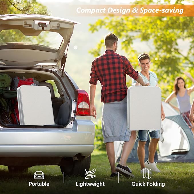 WEI WEI GLOBAL Outdoor Folding Table - Camping Table with Storage Compartment - Lightweight Aluminum Table - White