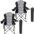 Oversized Camping Chair Heavy Duty- Portable Folding Chair Cup Holder &amp Waterproof Phone Case for Adults Beach Hiking Backyard (Black &amp Light Gray 2 PCS)