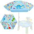 Sweetude Water Table Umbrella (Table Not Included) Kids Seaside Beach Umbrella Picnic Canopy for Summer Toddlers Sand Beach Camping Garden Outdoor Pool Shade Party Supply(Dinosaur Theme)