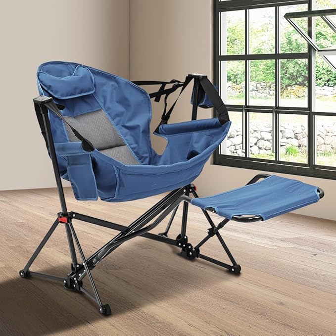 outdoor basic Adjustable Camping Folding Chair with Footrest - Portable Zero Gravity Lounge Chair for Beach Lawn Picnic Fishing &amp Backpacking Trips Supports 600lbs