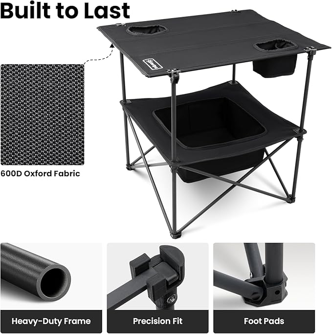 Folding Camping Table Portable Outdoor Picnic Table Rectangular Lightweight Camp Table with Storage Cup Holder and Carry Bag for Barbeque Beach Camping and Tailgate