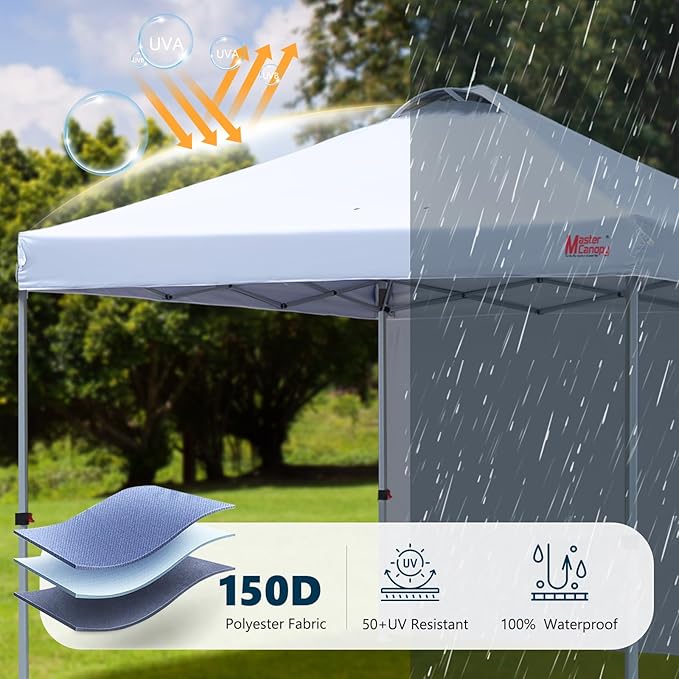 MASTERCANOPY Durable Pop-up Canopy Tent with 1 Sidewall (6.6'x6.6'White)