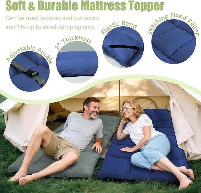 Tuphen Cot Mattress Pad-Cot Pads for Camping Cot Mattress Topper Camping Mattress Sleeping Pad 75x30 Soft Lightweight Quilted Pads for Camp Cot/RV Bunk/Narrow Twin Beds