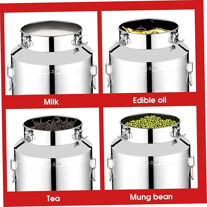 Milk Can 5L Stainless Steel Water Dispenser Honey Bucket with Spout Locking Sealed Lid for Wine Cooking Oil Milk Grains