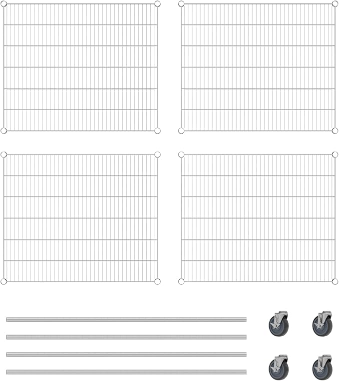 Commercial NSF Listed Chrome Mobile Wire Shelving Kit 30 x 36 x 60 with 4 Shelves Perfect for Warehouse Walk-in Refrigerator Freezer Grocery Store Restaurant Dishroom