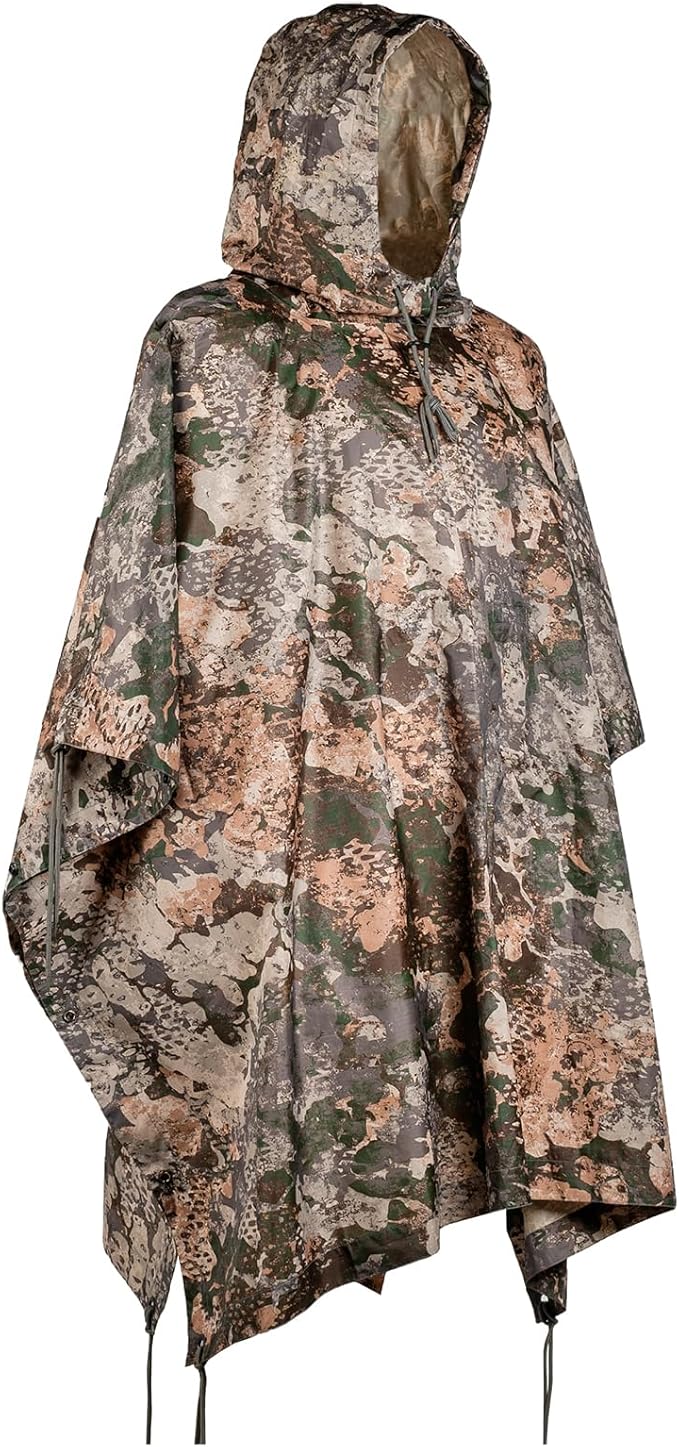 Mil-Tec Adult Ripstop Wet Weather Lightweight Waterproof Multi-Use Rain Poncho with Hood - Use as Bivouac Sack Shelter Tent
