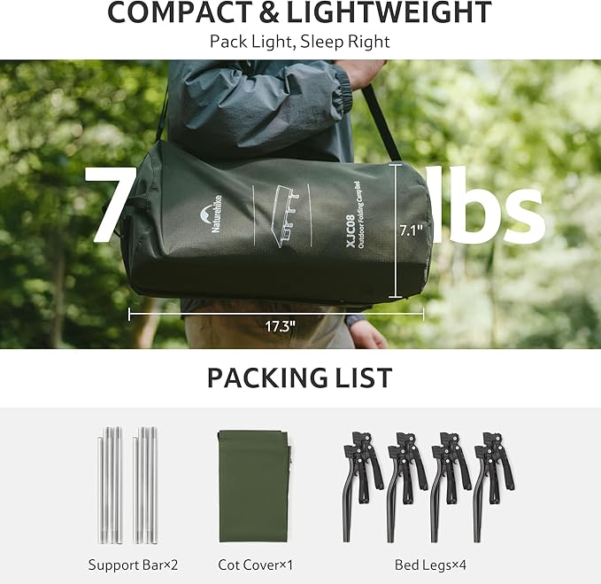 Naturehike Extra Wide GreenWild Camping Cot Folding Lightweight Camp Cot Bed Portable Sleeping Bed for Backpacking Travel Beach Home