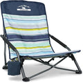 Portable Beach Chair for Adults Low Back Sling Chair with Cup Holder Folding Sand Chair Lightweight Lawn Chair for Beach Lawn Camping Concert Travel Supports 300lbs