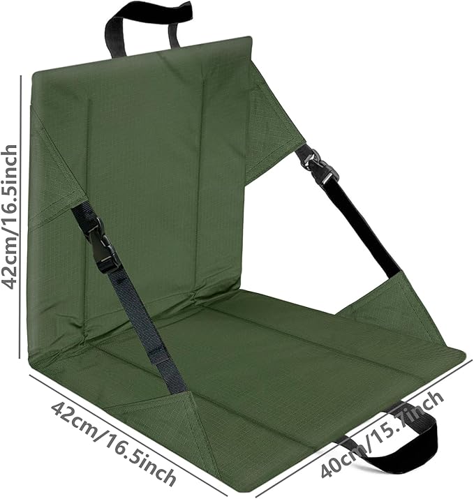 Folding Seat Cushions for Outdoor StadiumsPortable Adjustable Bleacher Chairs Featuring Back Support and CushionsLightweight Enhanced Thickness Dirt-Resistant（Green）