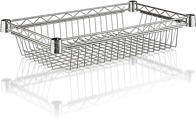 14 x 24 Chrome Wire Shelf Basket NSF Storage Basket for Shelving Units 600 lb Capacity
