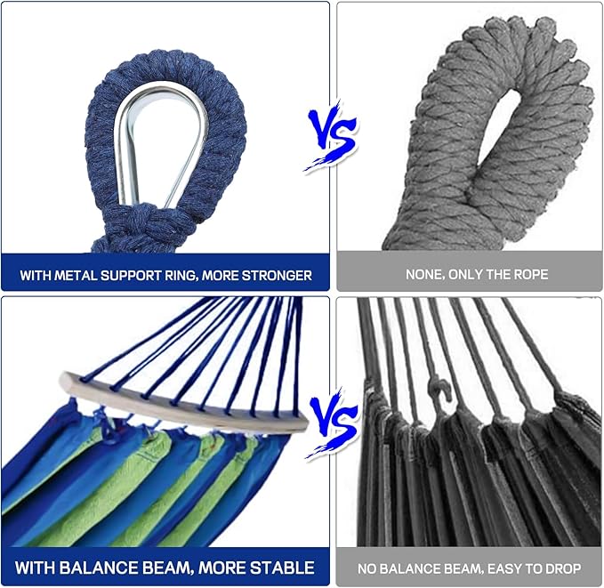 Durable Hammocks 660 Lbs Capacity Camping Essentials Hiking Gear Accessories Max 2 X Tree Straps &amp Carabiners &amp Duckbilled Buckle &amp Thicker Rope &amp Portable Carrying Bag Included (Blue