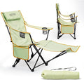 YOUNG WOOD Camping Lounge Chair Portable Reclining Camping Chair with Foot Rest Folding Camping Chair for Adults Headrest &amp Storage Bag Mesh Recliner with Backpack 330lbs Weight CapacityGree