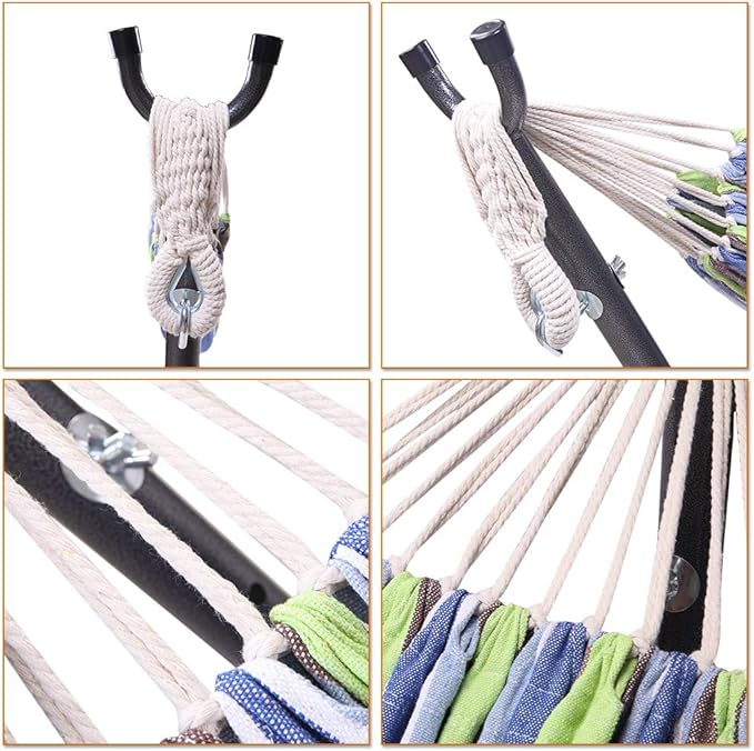 Double Hammock with Stand Double Outdoor Hammock Heavy Duty Outside Garden Yard Outdoor 330lb Capacity Free Standing Hammocks with Portable Carrying Bag for Outside Indoor Yard Camping