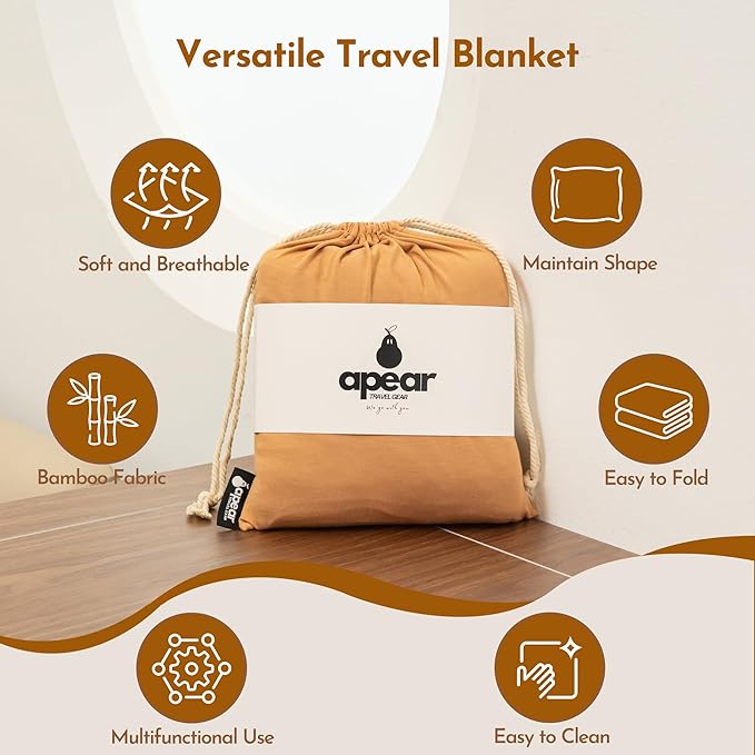 16-in-1 Compact Travel Blanket with Bag – Reversible Ultra Soft Bamboo Airplane Blanket with Hidden Pocket – Packable for Flights &amp Travel Essentials (Semi-Weighted Double Layer)
