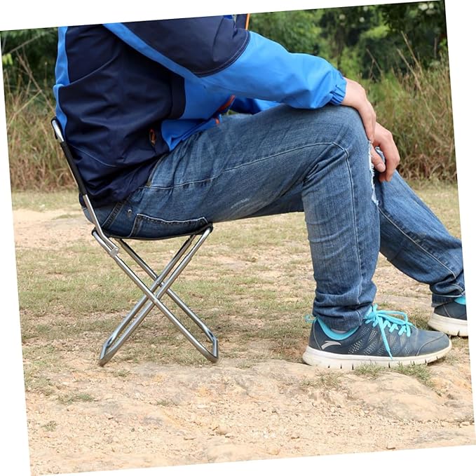 PRETYZOOM 100kg Lightweight Folding Chair Backrest Portable Stool for Outdoor Camping Gear Load Capacity Easy-Clean