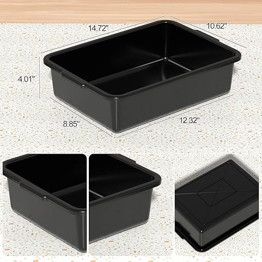 8 L Small Commercial Bus Tubs Food Service Bus Tub Bins Black 18 Packs