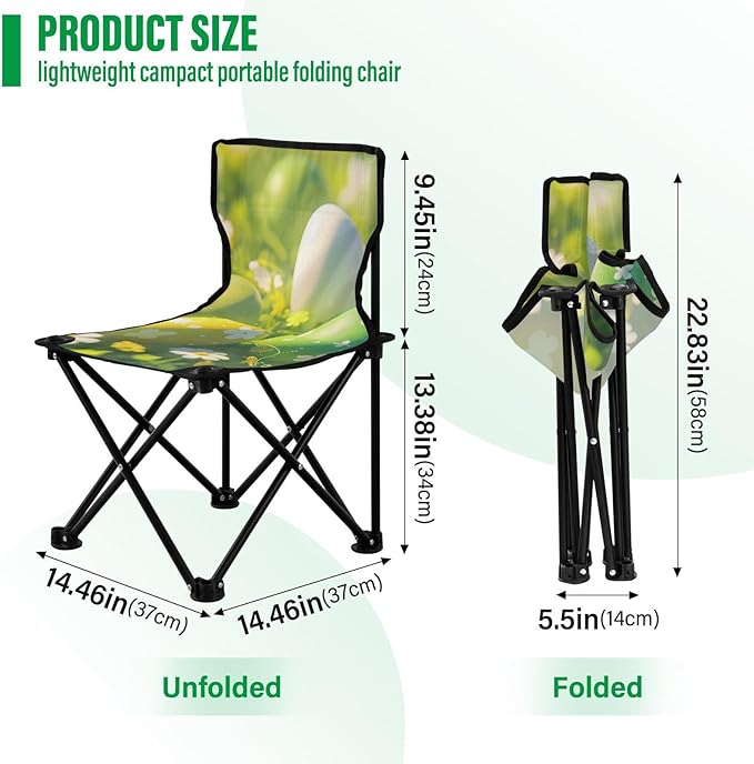 Lively Easter Egg Portable Camping Chairs Folding Chair - Durable Oxford Fabric Lightweight Iron Frame Easy Fold Design - Ideal for Outdoor Activities Camping Fishing and Travel