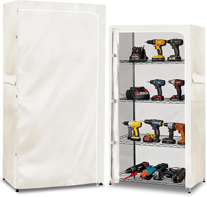 Rileytee Wire Shelf CoverHeavy Duty 600D Dustproof Waterproof Shelf Covers for Wire ShelvingOutdoor Storage Rack Cover for Wire Rack with ZipperWhite48W x 18D x 72H