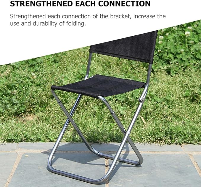VICASKY Outdoor Foldable Fishing Chair Stool with Oxford Cloth Backrest Aluminum Alloy Frame Lightweight Camping Seat for Hiking and Fishing