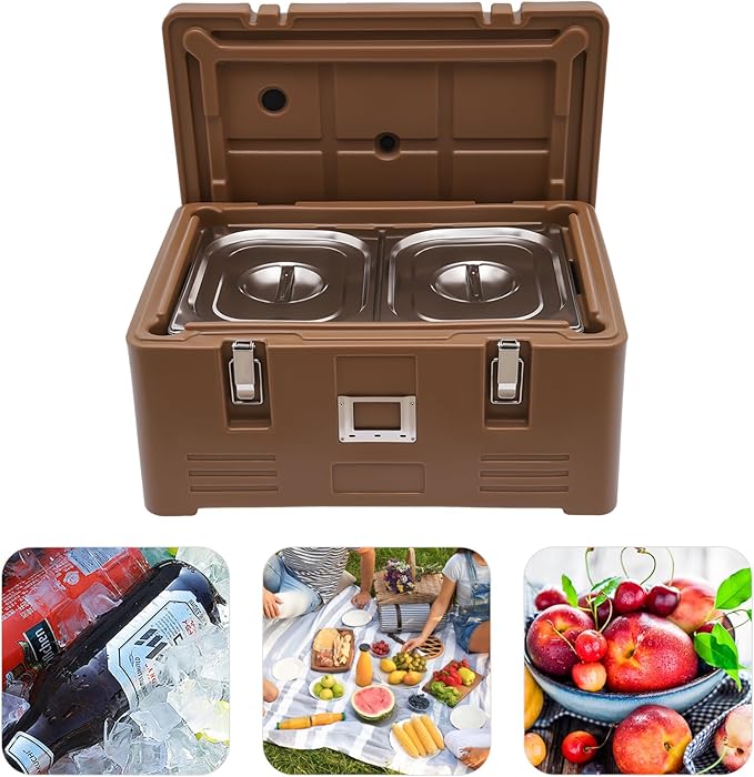 Coffee Flip Down Top Loading EPP Insulated Food Pan Carrier 30L Full-Size Pan Max Capacity for Camping Buffet Party