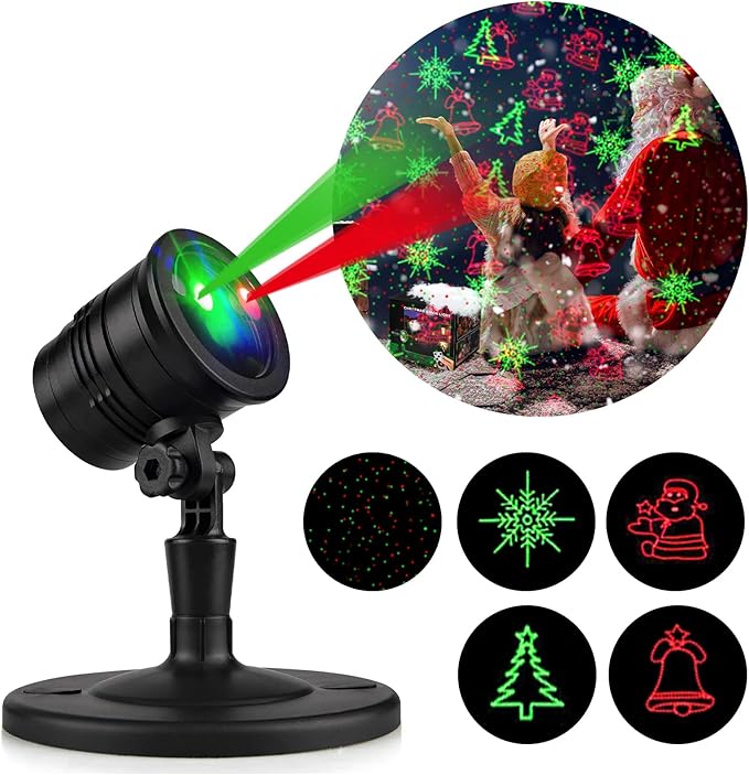 Christmas Projector Lights Outdoor Led Christmas Laser Lights Landscape Spotlight Red and Green Star Show with Rf Wireless Remote Christmas Decorative for Outdoor Garden Patio Xmas Holiday Party