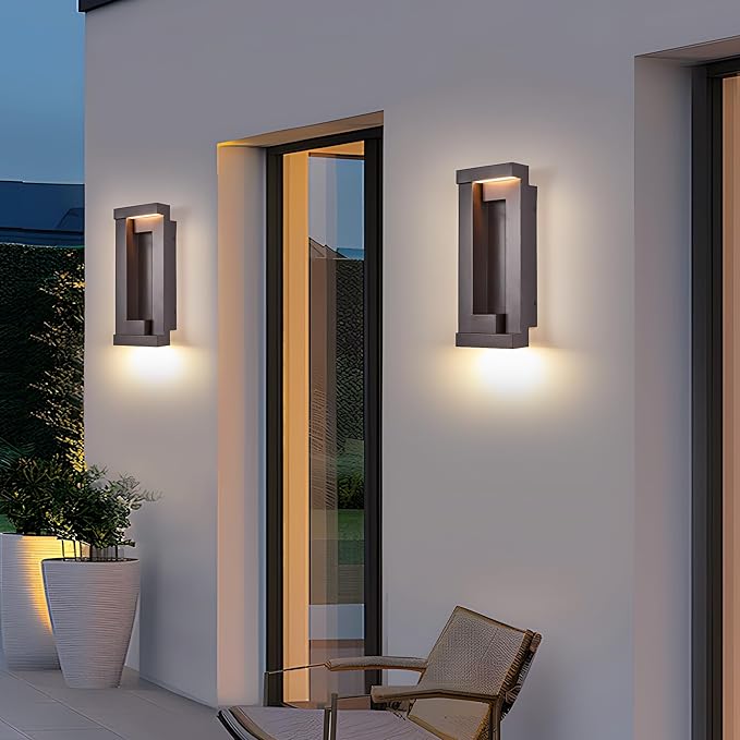Modern Outdoor LED Wall Lights 15 H Outside Art Wall Sconce Bronze Wall Mount Fixture with Integrated LED 24W 2200LM 3000K IP65 Waterproof Exterior Lamp for House Porch Garage