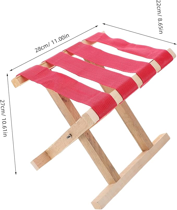 SUPVOX Outdoor Folding Stool Angler Sitting Bench Compact Portable Wooden Camping Fishing Picnic Seat