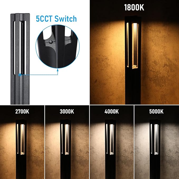 LEONLITE 5CCT 10-Pack Low Voltage Landscape Pathway Lights Update 1800K2700K3000K4000K5000K Selectable LED Bollard Path Light 3W Outdoor Landscape Lighting for Driveway Aluminum 12-24V ETL IP65