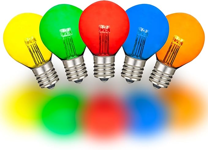Novelty Lights 25 Pack G30 Glass LED Globe Bulbs String Light Replacement Bulbs E12 Candelabra Base Energy Efficient Outdoor Patio Lighting Multicolor