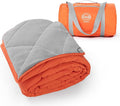 STOVER Large Waterproof Outdoor Stadium Blanket- Extra Thick Soft Fleece Camping Blanket for Travel Picnics Sports Dogs- 79x55 Warm Windproof Sand-proof Lightweight Packable (Game Day Orange)