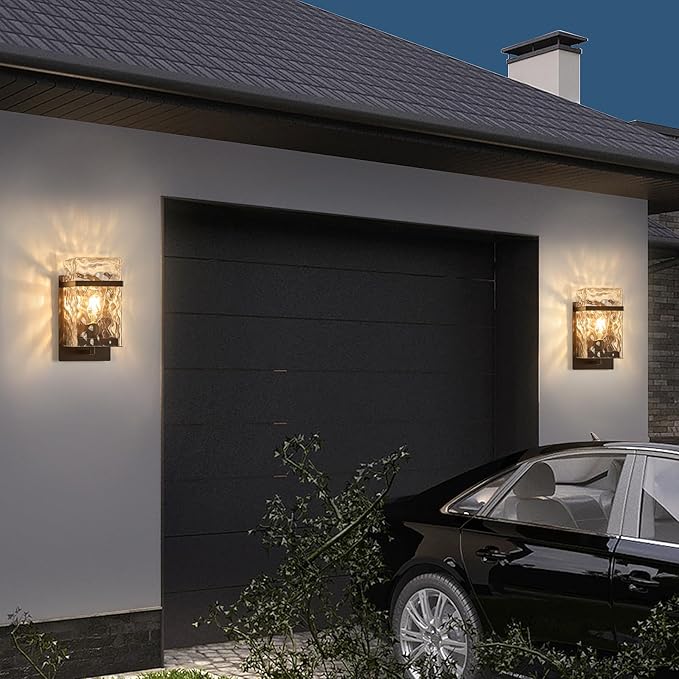 Brown Outdoor Wall Sconce Waterproof Exterior Light Fixture Porch Wall Mount Lighting with E26 Sockets &amp Glass Shades for GarageDoorwayPatioFront Doo