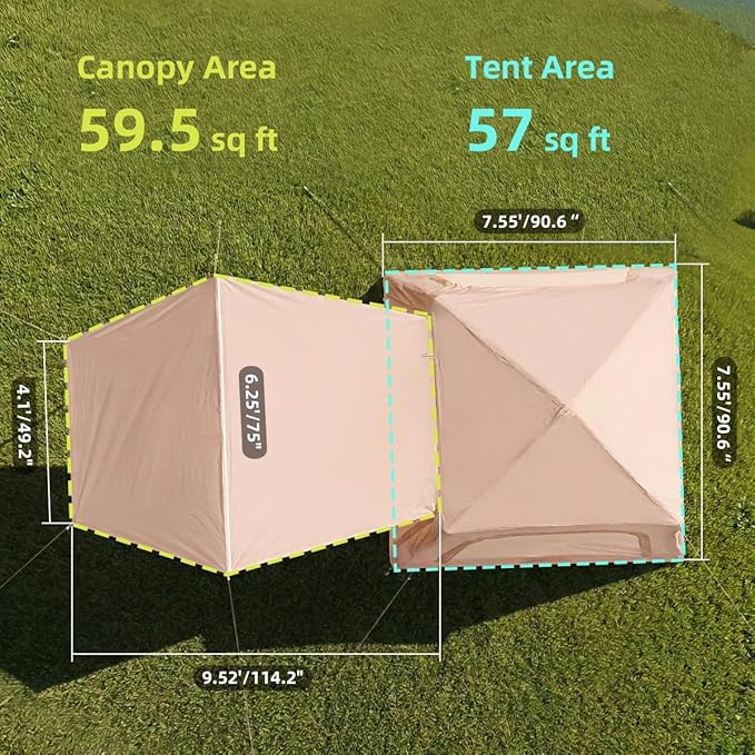 Inflatable Tent for Camping Blow Up Waterproof Oxford Cabin Tents with Hand Pump Easy Setup 4 Season Air Tent Luxury Outdoor Glamping Windproof Tents 2-4 Person