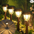 Solar Lights Outdoor 6 Pack Metal Solar Pathway Lights Heavy Duty Stainless Steel &amp Glass Auto On/Off Waterproof Garden Lights for Driveway Landscape Walkway Yard Outdoor Decor (Warm White)